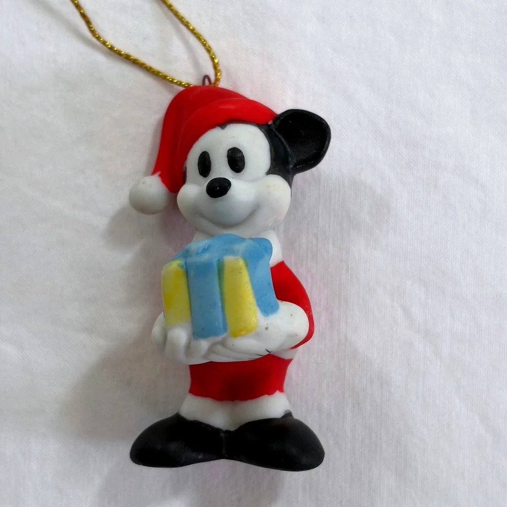 Vintage 1991 Disney Schmid Mickey Mouse Santa Christmas Ornament Figurine Gift